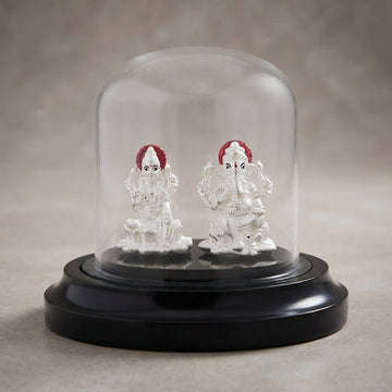 Auspicious 999 Pure Silver Lakshmi Ganesha Idol Set-1210-6-94