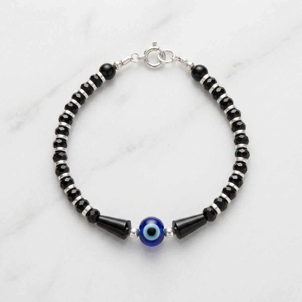 Adjustable 925 Sterling Silver Evil Eye Baby Bracelet-1136-0-0