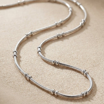 Versatile 925 Sterling Silver Chain with Double Bead for Women & Kids-989-9-3