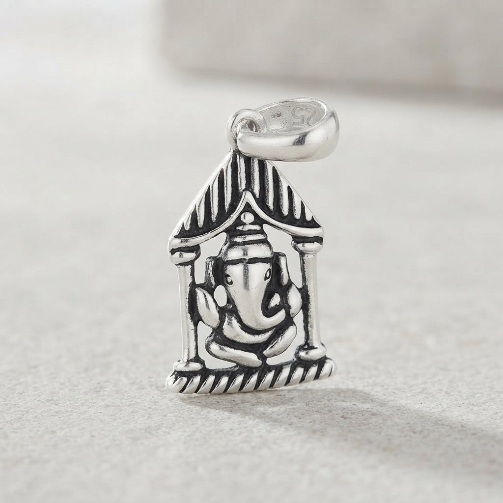 Divine Real Silver Ganesha Pendant - Auspicious Charm-1299-2-0
