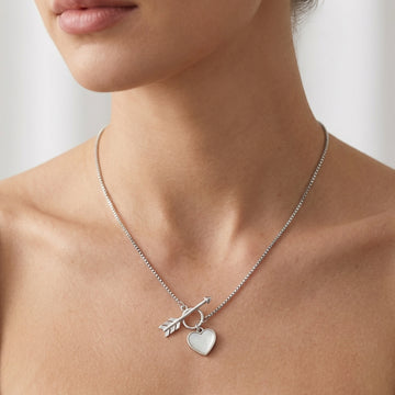925 Silver Heart & Arrow Necklace - Love Charm-3300