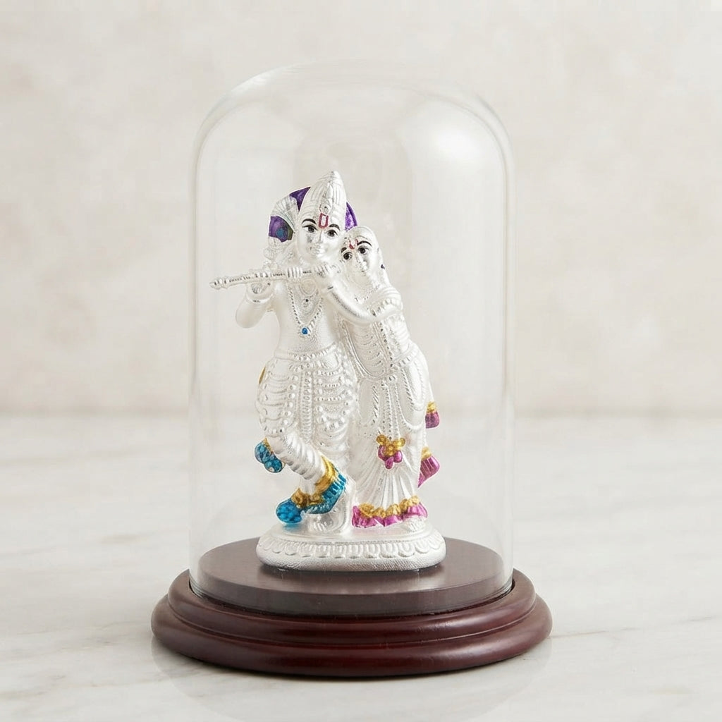 999 silver Radha Krishna Idol for Car Dashboard & Home-1310-7-34