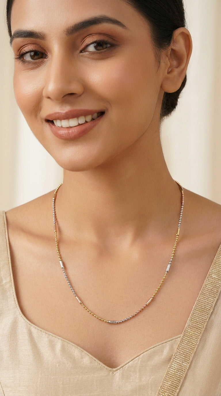 Elegant 925 Silver Tricolor Chain for Women & Kids-984-2-5