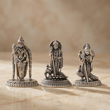 Antique Silver Murugan Subramani Pooja Idol (1") Assorted-504-8-0