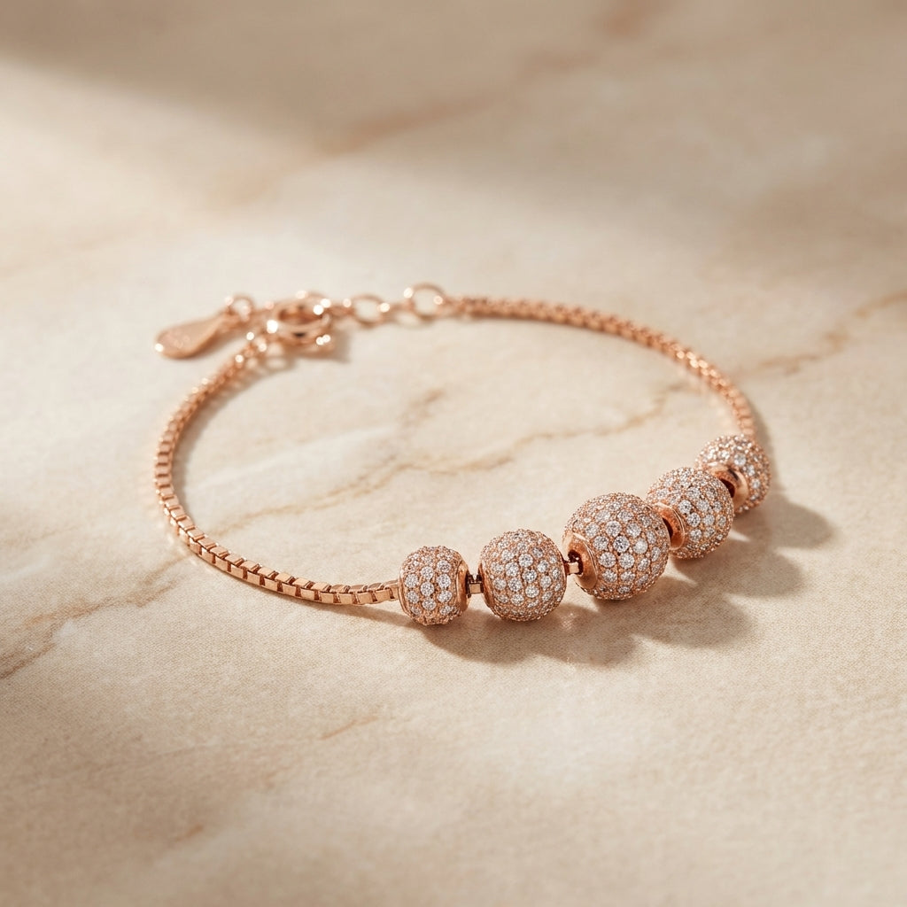 925 Silver Rose Gold Plated Crystal Bracelet