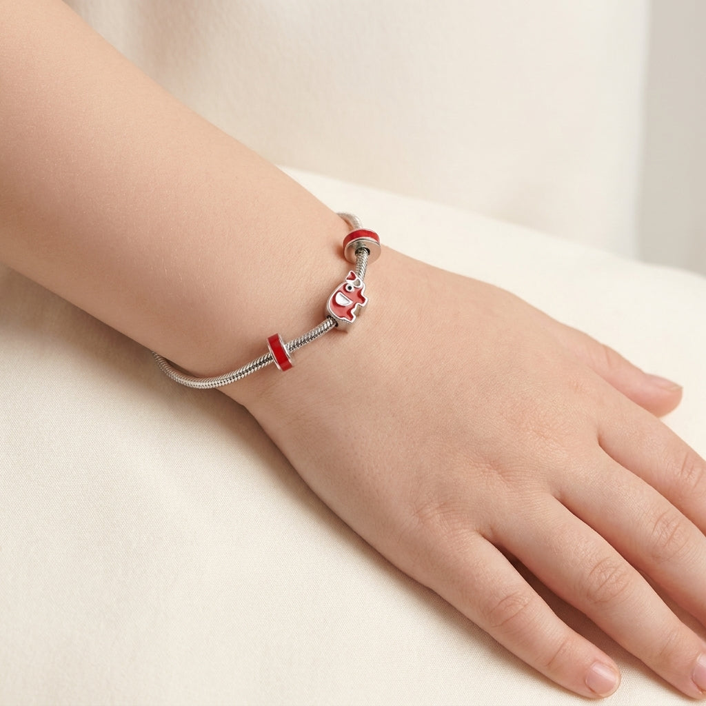 Cute 925 Silver Elephant Kids Bracelet-1010-4-2