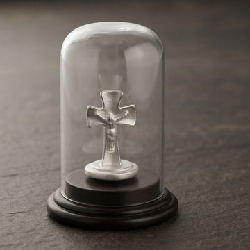 999 silver Pure Crucifix Idol in Glass Dome for Car/Home-1312-3-49
