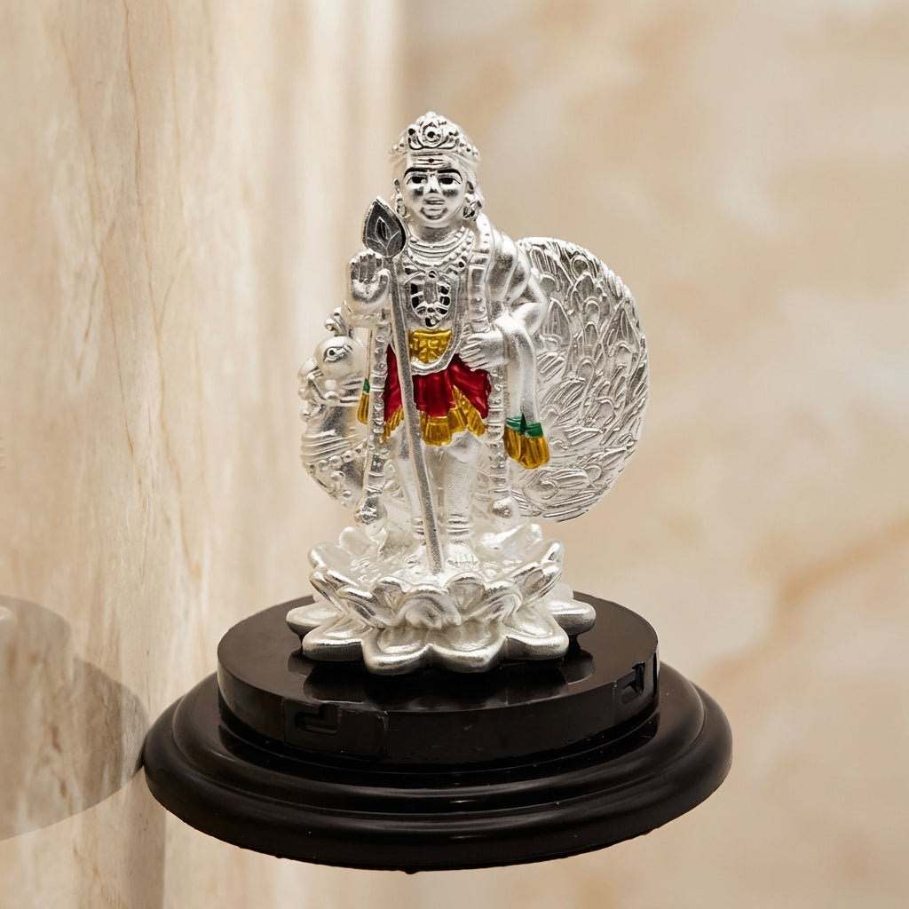 999 silver Murugan Idol for Car Dashboard & Pooja Mandir-107200