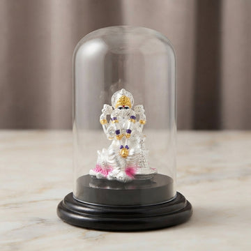 Auspicious 999 Pure Silver Lakshmi Idol with Glass Dome-1205-3-85