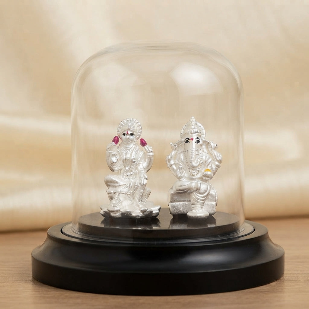 999 Pure Silver Lakshmi Ganesh Idols for Pooja & Gifts-1209-6-64