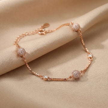 925 Silver Rose Gold Sparkle Bead Bracelet