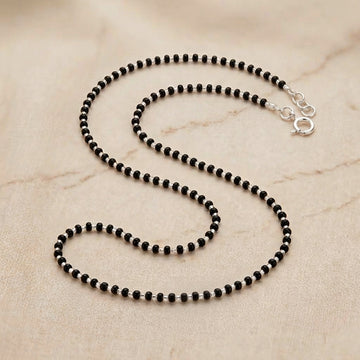 925 Sterling Silver Black Beaded Anklet for Women-1235-3-7