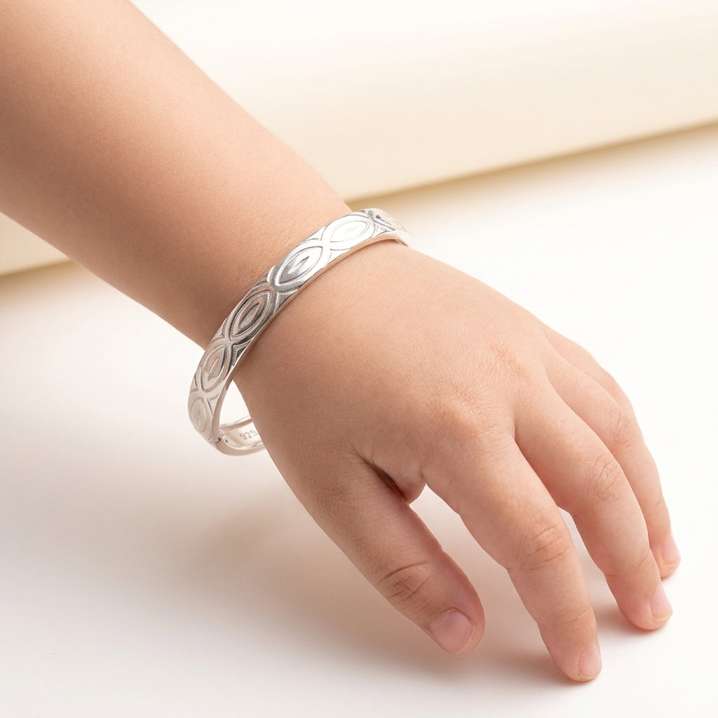 Adorable 925 Silver Kids Kada - Timeless Baby Bangle-1009-12-8