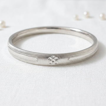 Baby Sterling Silver Kada Bracelet - Floral Design-1039-8-8