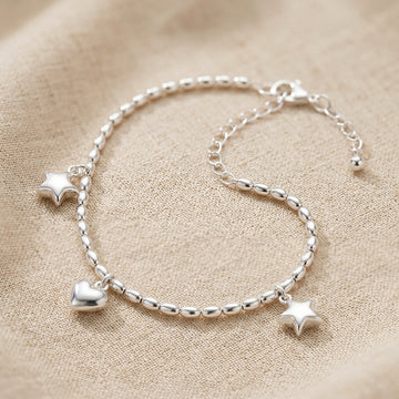 925 Sterling Silver Women's Dainty Charm Anklet-1058-5-9