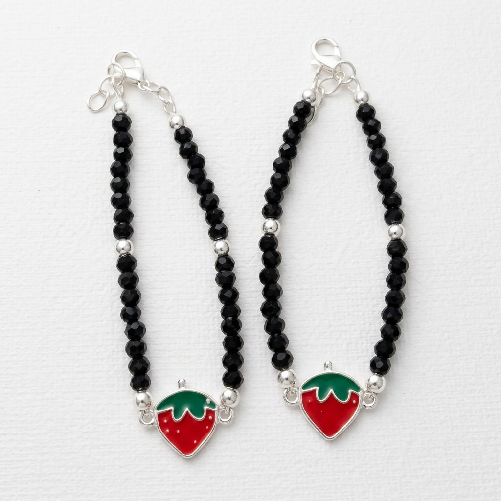 Charming Kids Real Silver Strawberry Bracelet Pair-1156-0-0