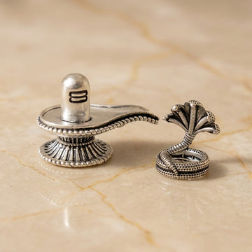 Antique Silver Shiva Lingam & Naga Idol for Pooja-500-18-5