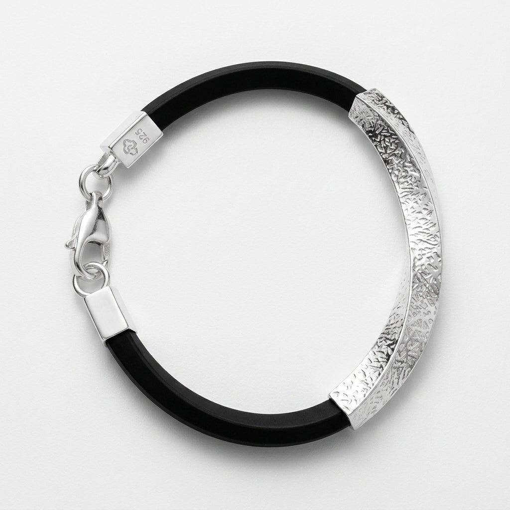 Boy's Sterling Silver & Rubber Kids Bracelet-1170-0-0