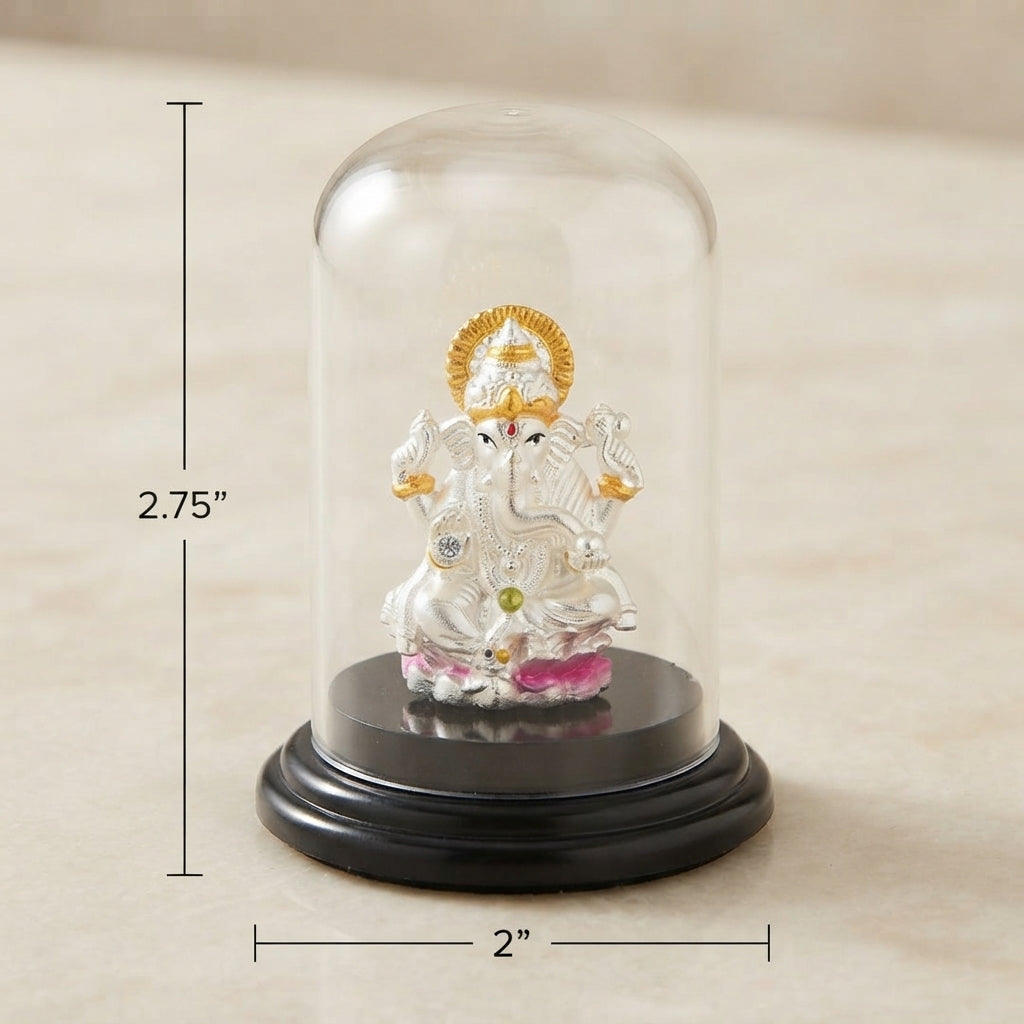 Auspicious 999 Pure Silver Ganesh Idol with Case-1199-4-89