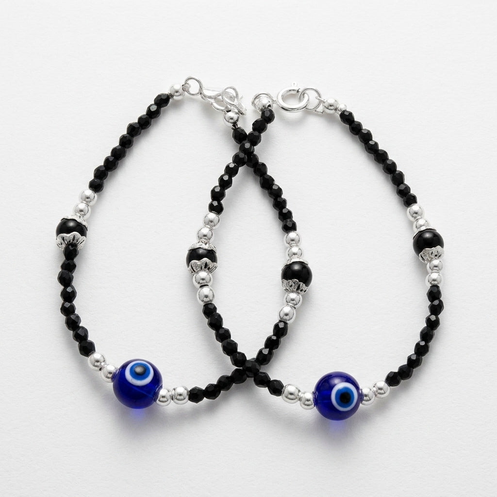 Chic Silver Evil Eye Baby Anklets | Protection Nazariya-1134-0-0