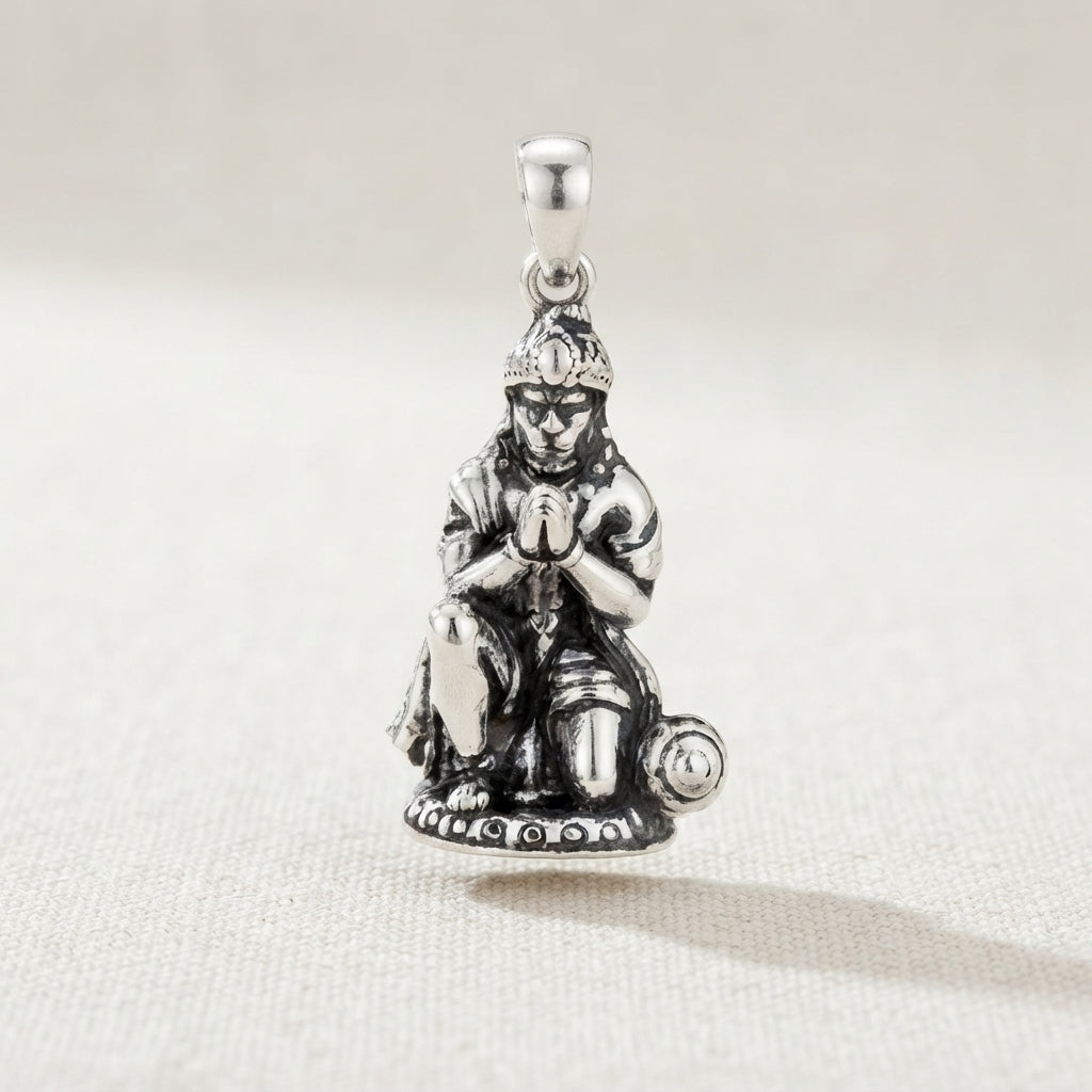 Sterling Silver Lord Hanuman Pendant - Devotional Charm-1294-4-2