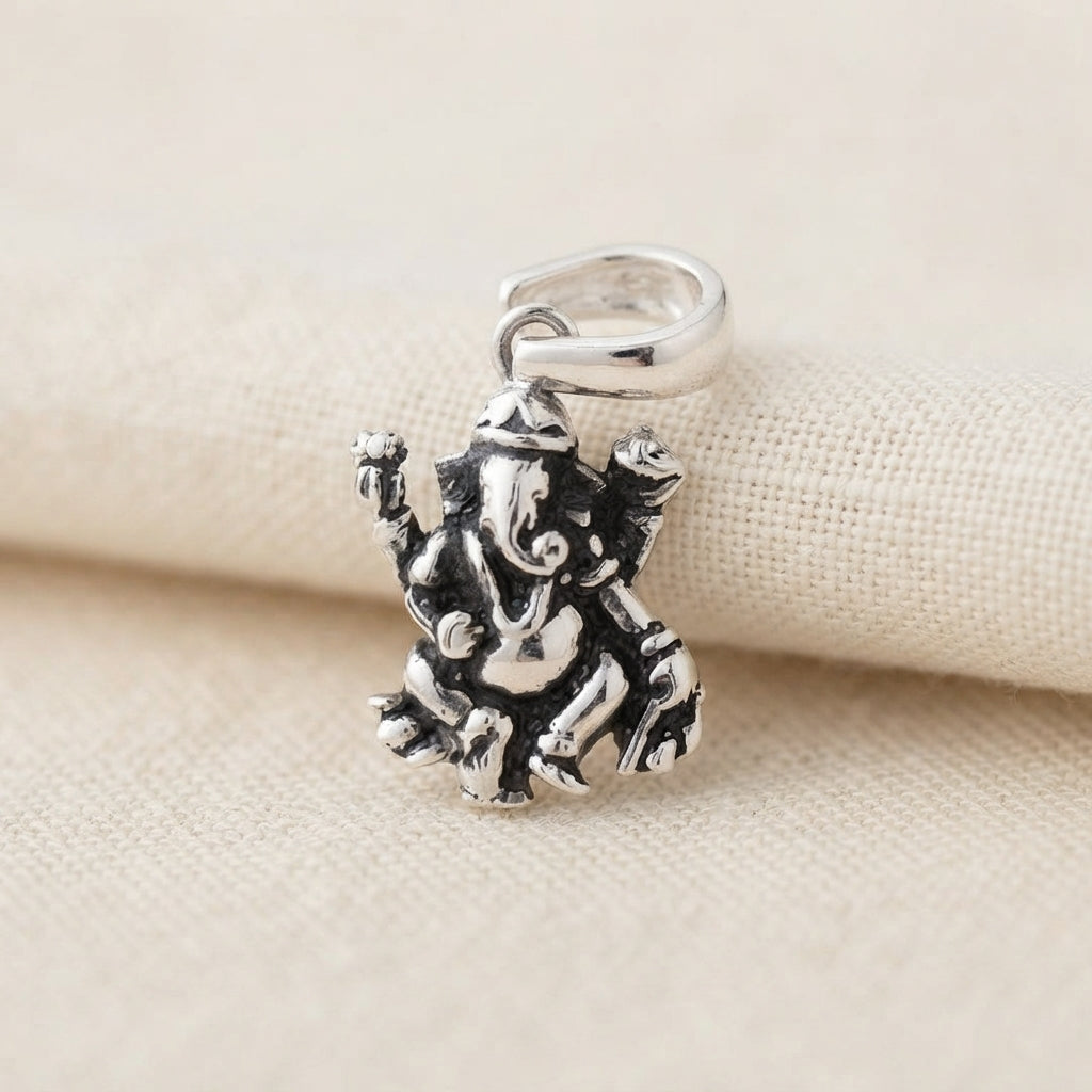 Ganesha Sterling Silver Pendant - Divine Charm-1283-1-9