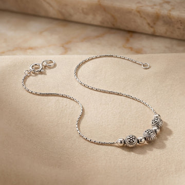 Chic 925 Sterling Silver Beaded Women's Anklet-1237-10-5