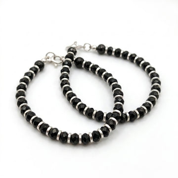 925 Silver Black Bead Kids Bracelet 1 pc-999-0-0