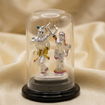 999 Silver Radha Krishna Idol | Car & Home Mandir-11-5