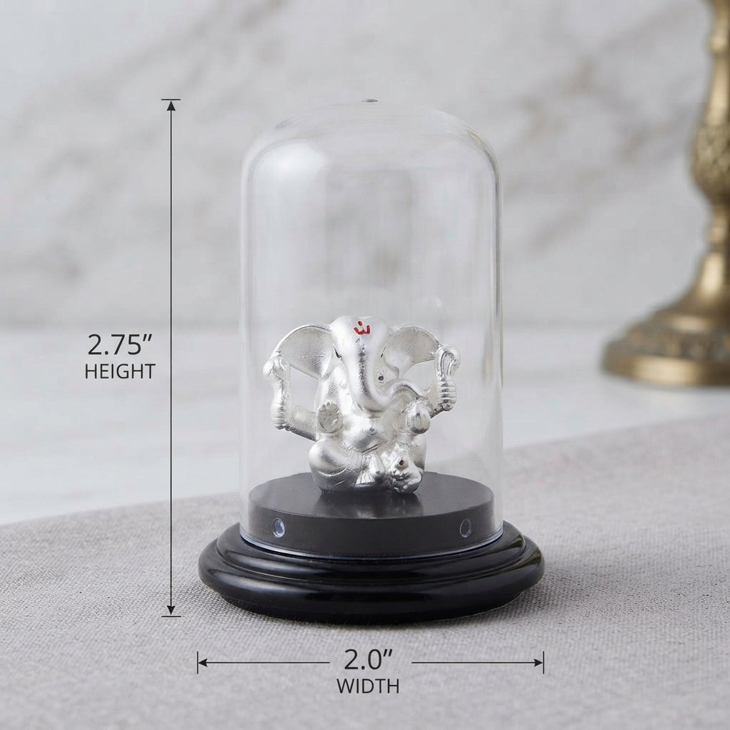 Auspicious 999 Silver Ganesh Idol for Car & Home-1203-5-13
