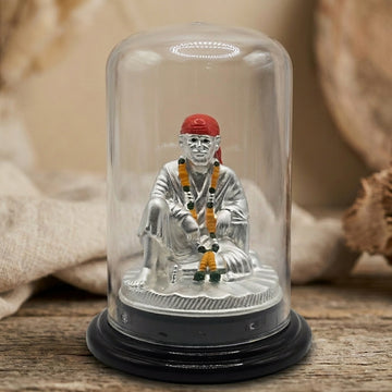 999 Silver Sai Baba Idol | Devotional Car Dashboard & Home Gift-12-23