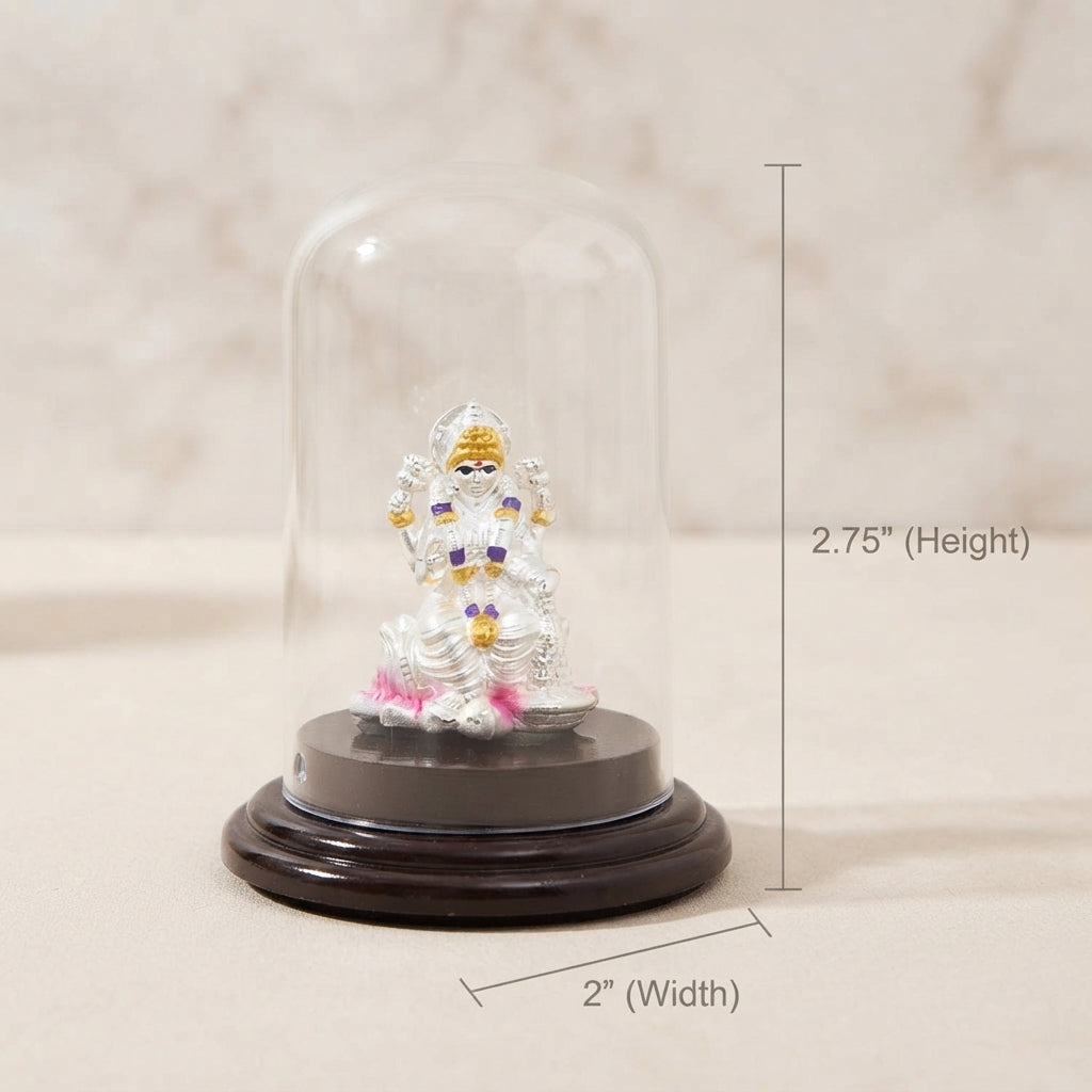 Auspicious 999 Pure Silver Lakshmi Idol with Glass Dome-1205-3-85