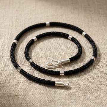 925 Sterling Silver Black Thread Anklet for Women pair-1241-0-0