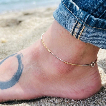 Tri-Color 925 Silver Anklet for Women-1063-1-8