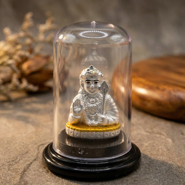 999 Silver Murugan Idol with Removable Glass Dome-06-08
