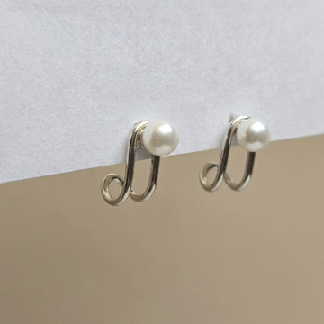 925 Sterling Silver Pearl Ear Cuff Earrings-1021-1-8