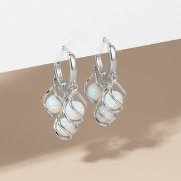 Elegant Sterling Silver Dangle Earrings | White Stones-1034-6-4