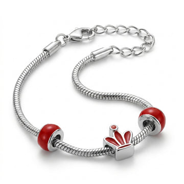 Kids 925 Silver Crown Charm Adjustable Kada Bracelet-676-4-2