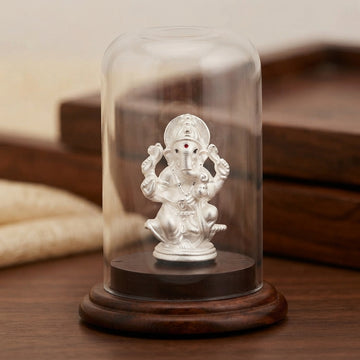 Auspicious 999 Pure Silver Ganesh Idol for Car/Home-1213-4-44