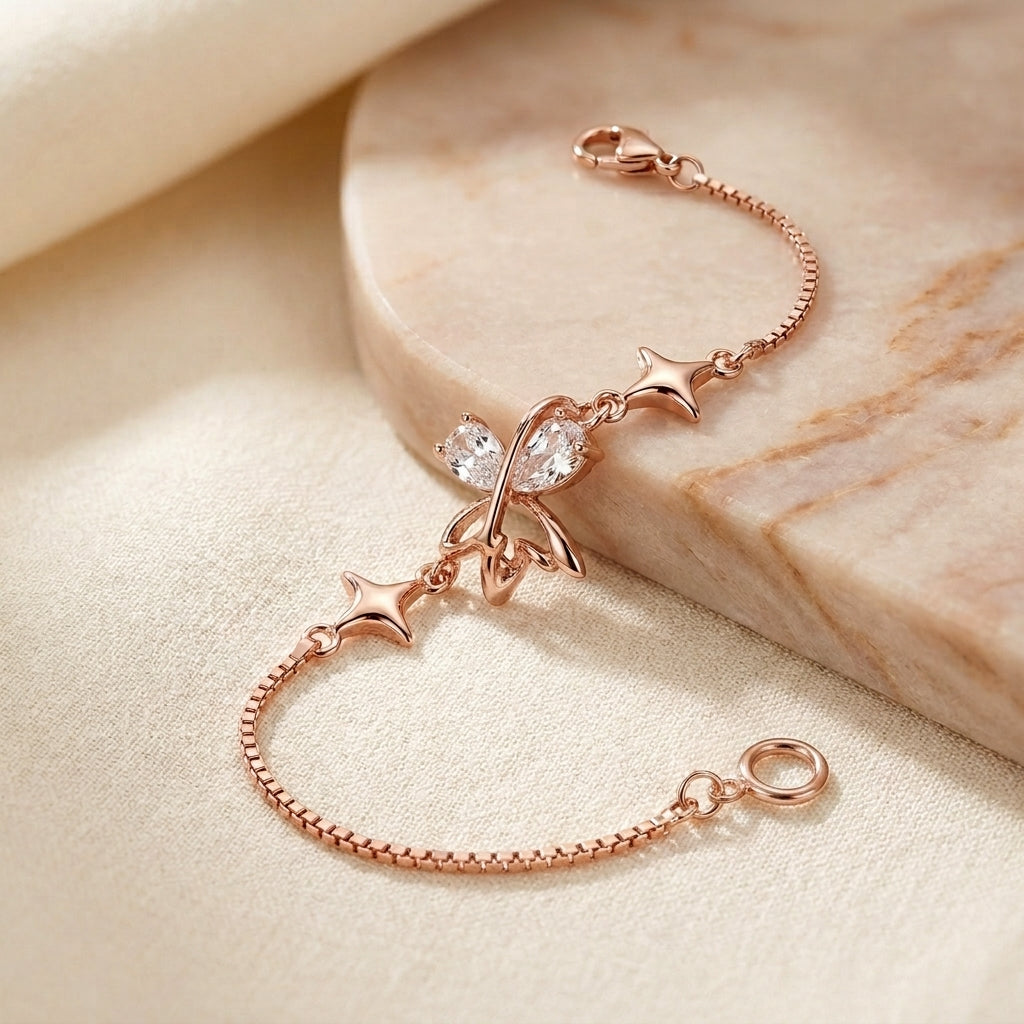 Elegant 925 Silver CZ Bracelet for Women | Rose Gold Finish-1098-3-6