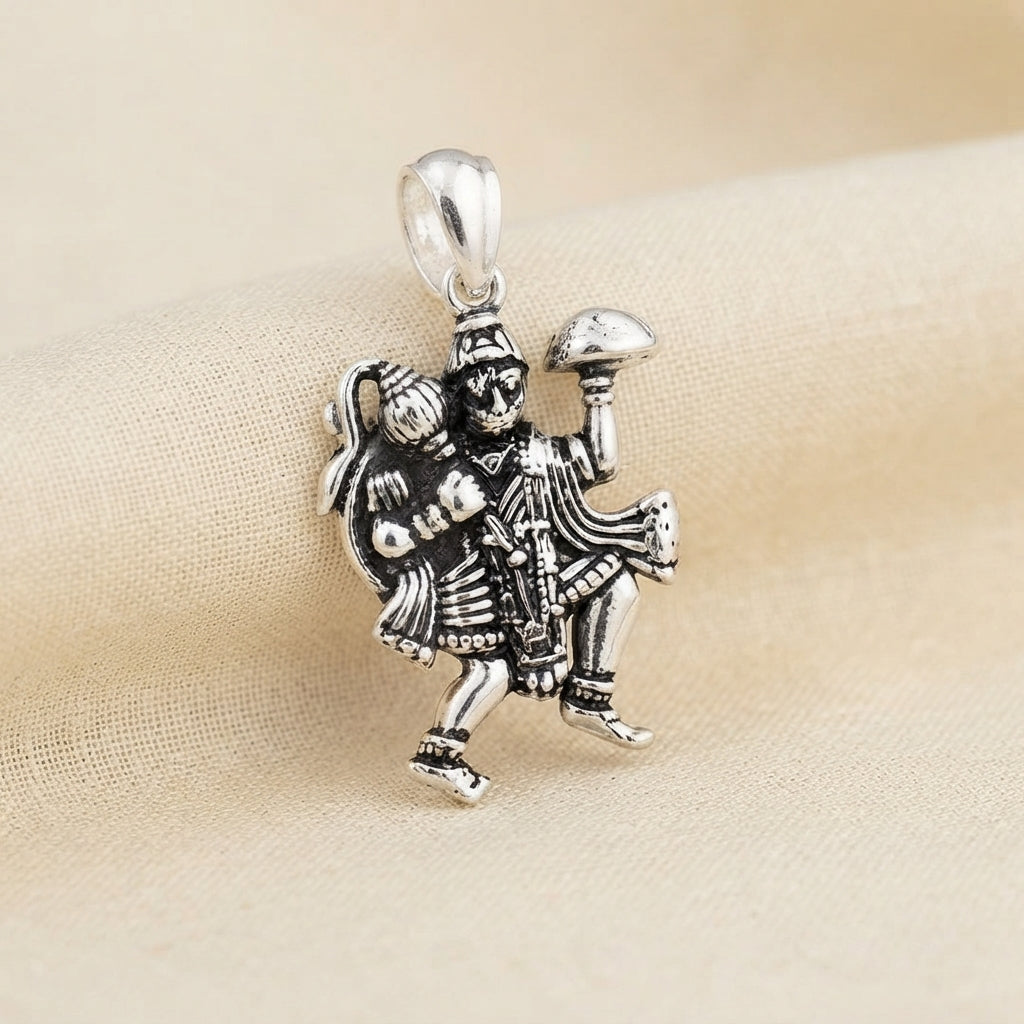 Elegant Silver Hanuman Pendant for Protection-1291-2-7