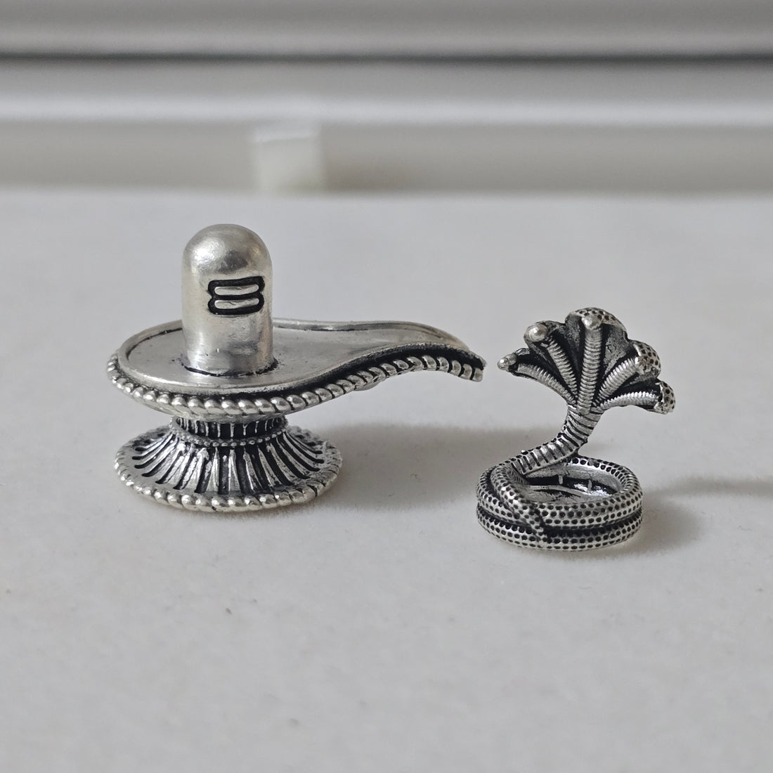 Antique Silver Shiva Lingam & Naga Idol for Pooja-500-18-5