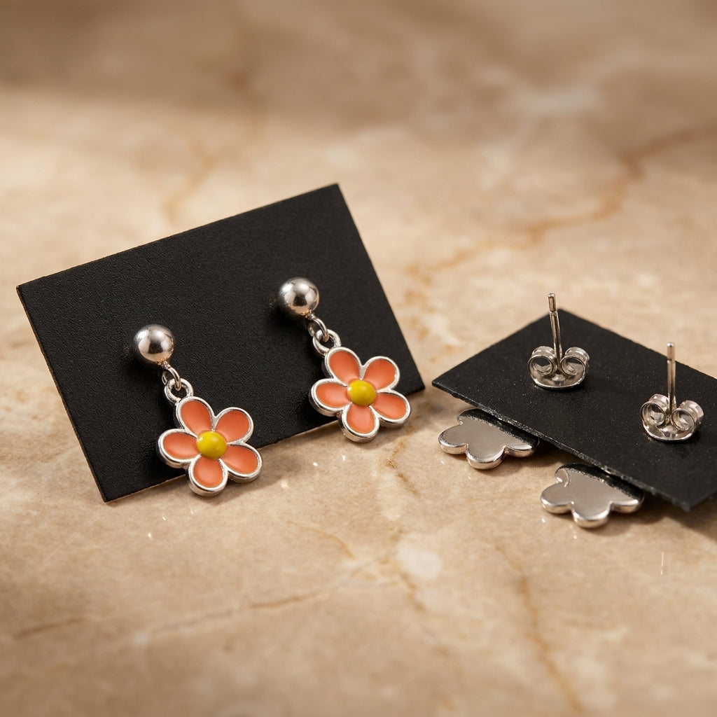 Charming Silver Flower Dangle Earrings | Daily Wear-1179-1-4