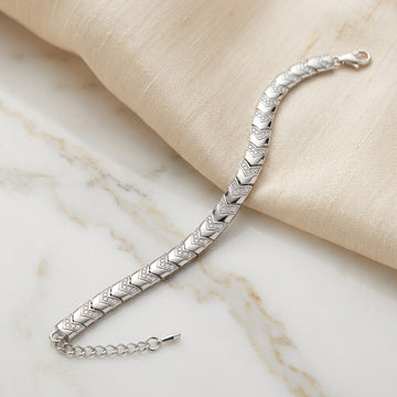 Sparkling 925 Silver Chevron Bracelet for Women-1096-10-0