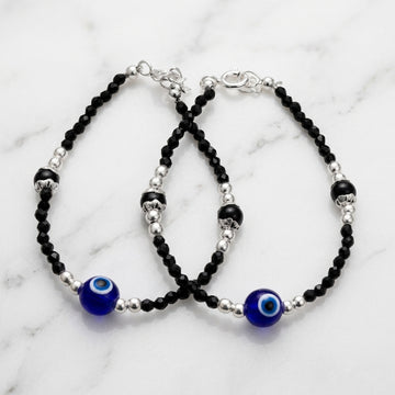 Chic Silver Evil Eye Baby Anklets | Protection Nazariya-1134-0-0