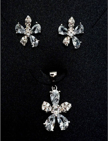 Flowers And Stones S925 Silver Pendant Set