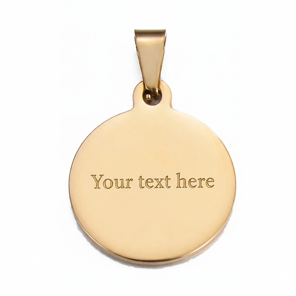 Custom fingerprint engraved round pendant in 18K gold plated stainless steel waterproof and hypoallergenic premium memorial gift for parents and couples in USA Canada