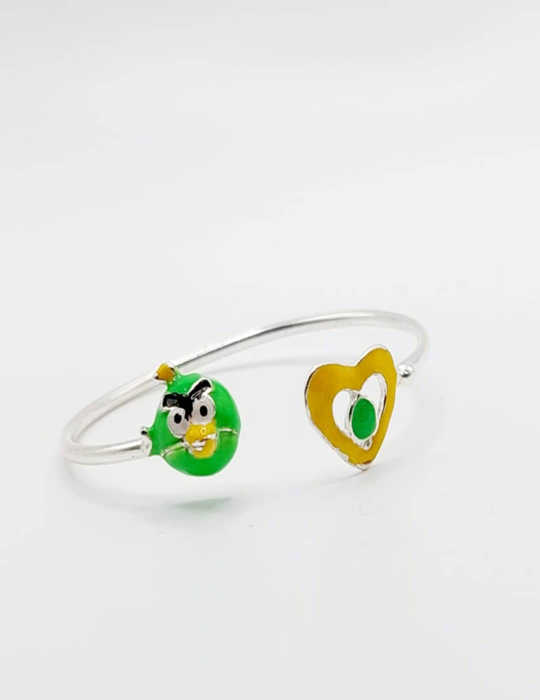 Green Angry Bird Adjustable Bracelet S925 Silver