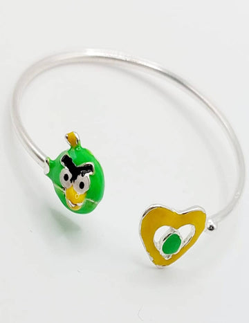 Green Angry Bird Adjustable Bracelet S925 Silver