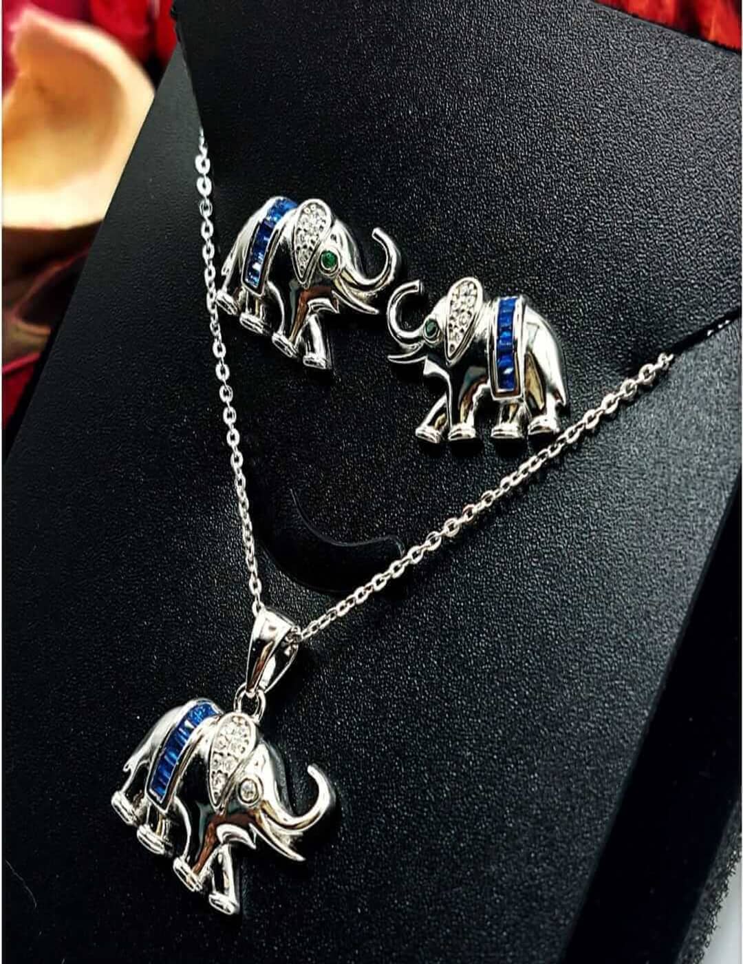 Happy Elephant Necklace Set S925 Silver Necklace Set